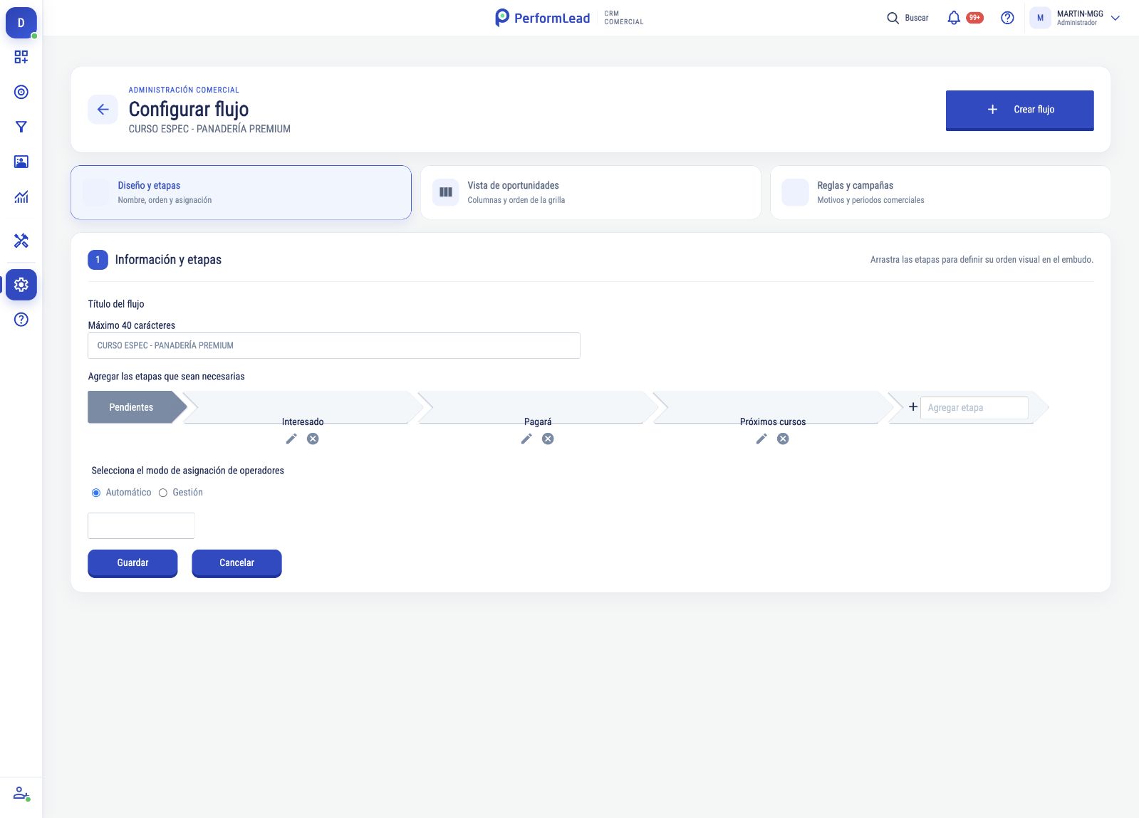 Configuración de un flujo